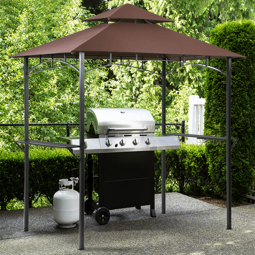 TANGJEAER Outdoor Grill Gazebo Tent Barbeque Grill Canopy for Outdoor Patio Backyard Grill Shelter Hardtop (L93 x W62 x H98 Inch) Brown