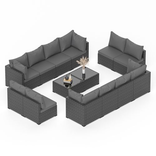 Gojooasis Patio Furniture Set 14 Pieces Outdoor Patio Furniture Wicker Sectional Furniture Sofa Conversation Sets with Cushions Outside Patio Seating