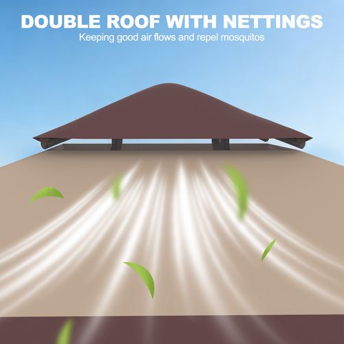 10 x 10 Pop Up Canopy Tent with Nettings, Folding Screen Tent with Double Roof Vents, 3-Height Adjustable Outdoor Canopy, Red