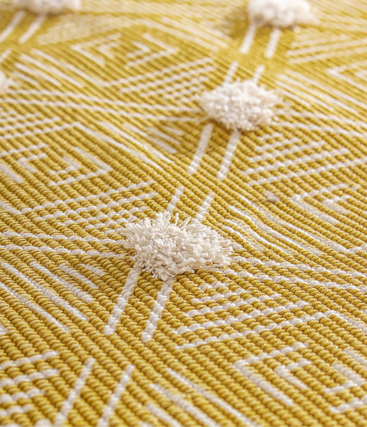 Pom Pom Diamond Woven Cotton Rug