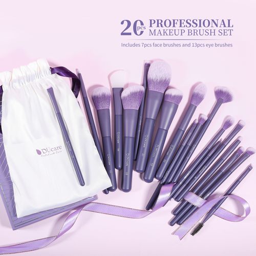Lavendel – Natürlicher Look – 20-teiliges Pinselset für Gesicht und Augen