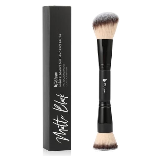 Matte Black Night Elegance Dual-End Contour Brush & Foundation Brush