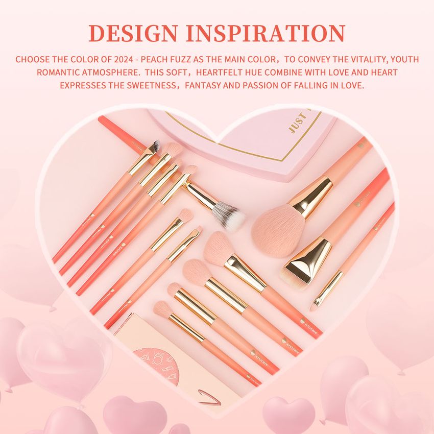 ヘアアクセサリー beautifulpeople Makeup Brush Hair Clip S Love Struck- 14Pcs Makeup Brush Set with Hairclip