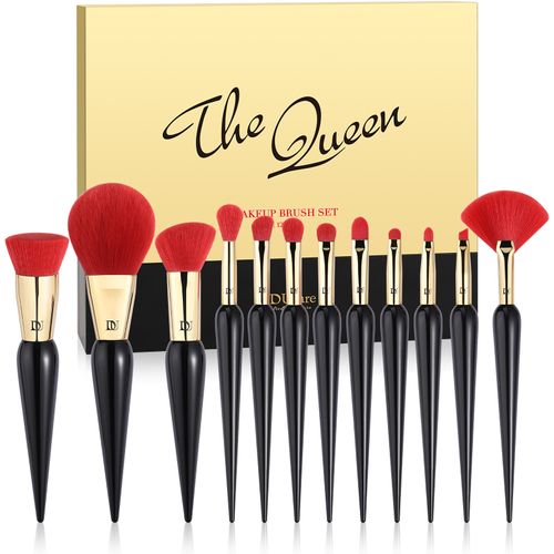 The Queen Charming Luxury Pro Artistry Juego de brochas para rostro y ojos de 12 piezas