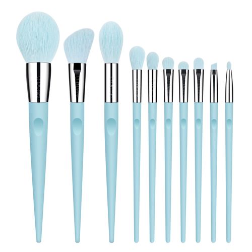 Ensemble de 10 pinceaux pour le visage et les yeux au look naturel Ice Blue