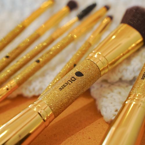 Afterglow Luxurious Gold Dual End 7-Piece Face & Eye Brush Set & Free Sponge Gift