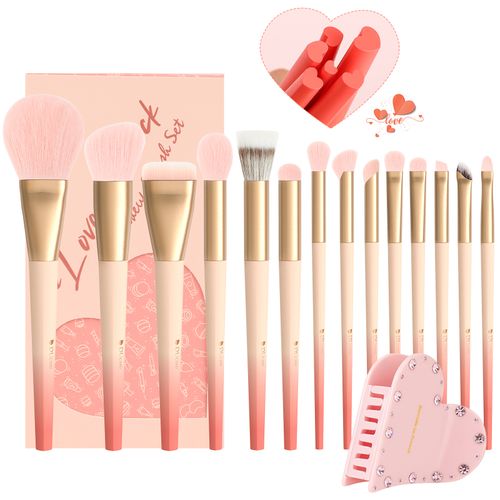 Love Struck 14Pcs Face & Eye Brush Set with Hair Clip