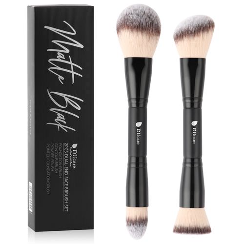 Matte Black 2PCS Dual-End Face Brush Set