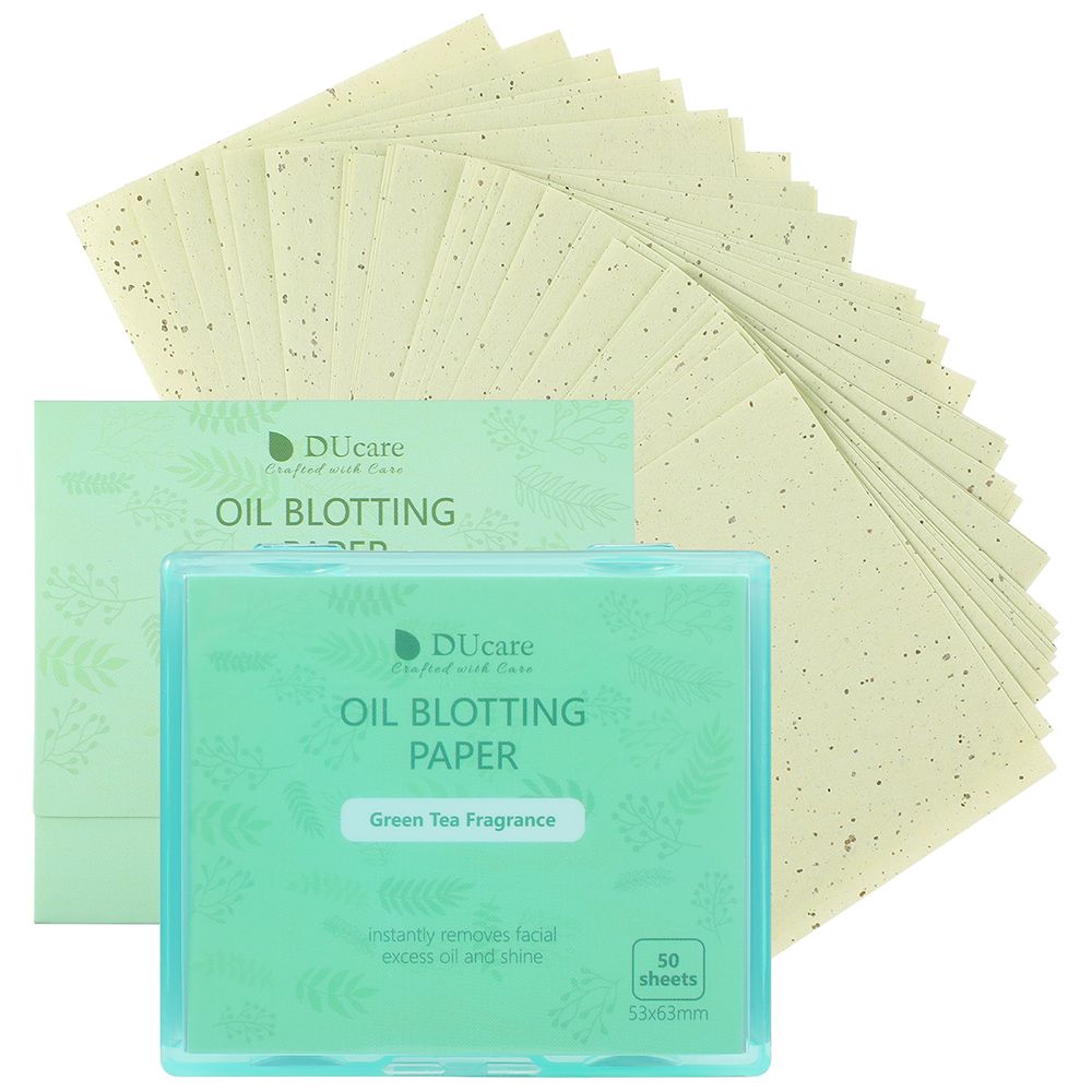 DUcare Green Tea Oil Absorbing Sheets with Portable Mirror Case & Makeup Puff