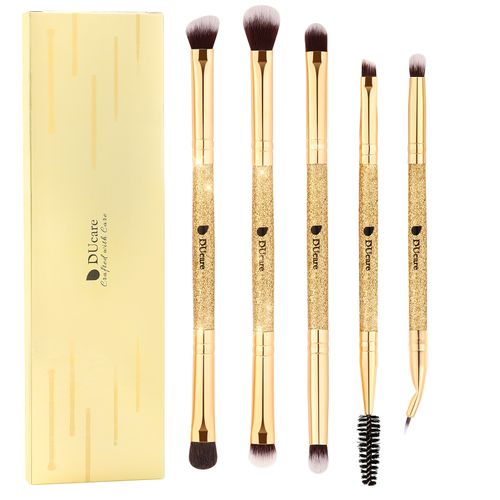 Ensemble de pinceaux pour les yeux à double extrémité Afterglow Luxurious Gold Upgraded 5 pièces
