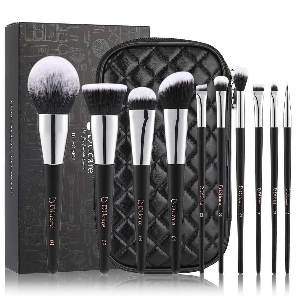 10 in 1 DUcare Face and Eye Makeup Brushes Set