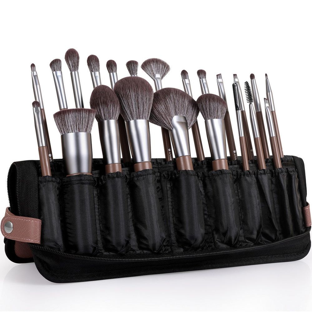 Chocolate --- 22 in 1 Makeup Brushes Set with Foldable Stand-up Bag