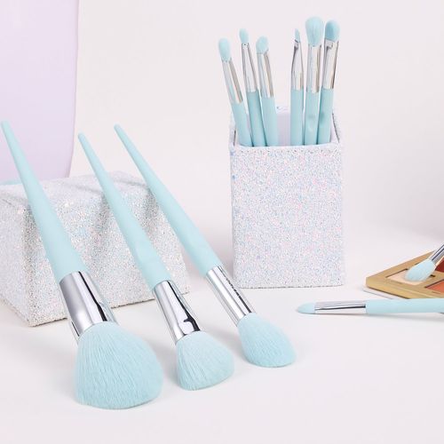 Ice Blue Natural Look 10-Piece Face & Eye Brush Set