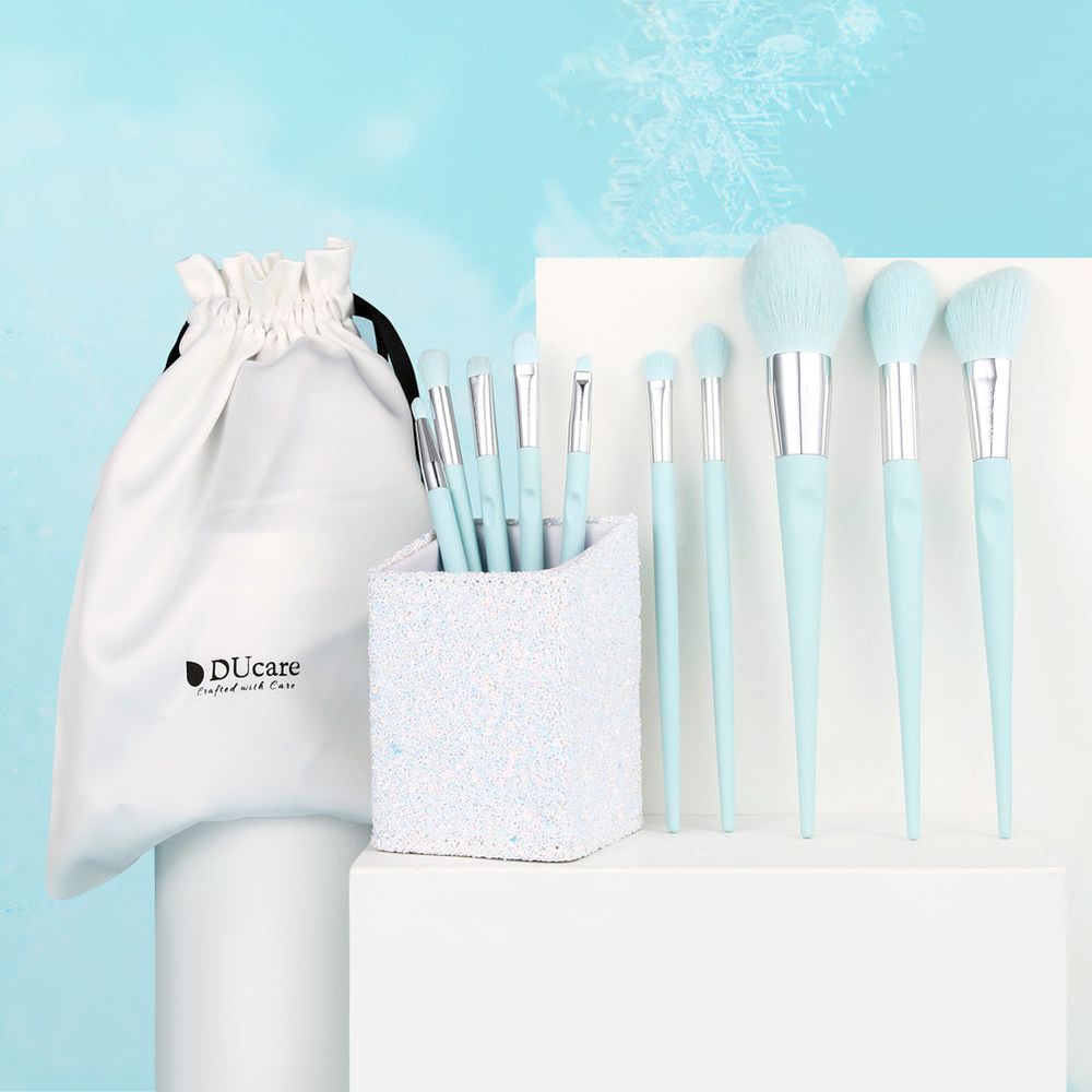Ice Blue - 10in1 DUcare Pro Makeup Brushes Set  Gift Bag