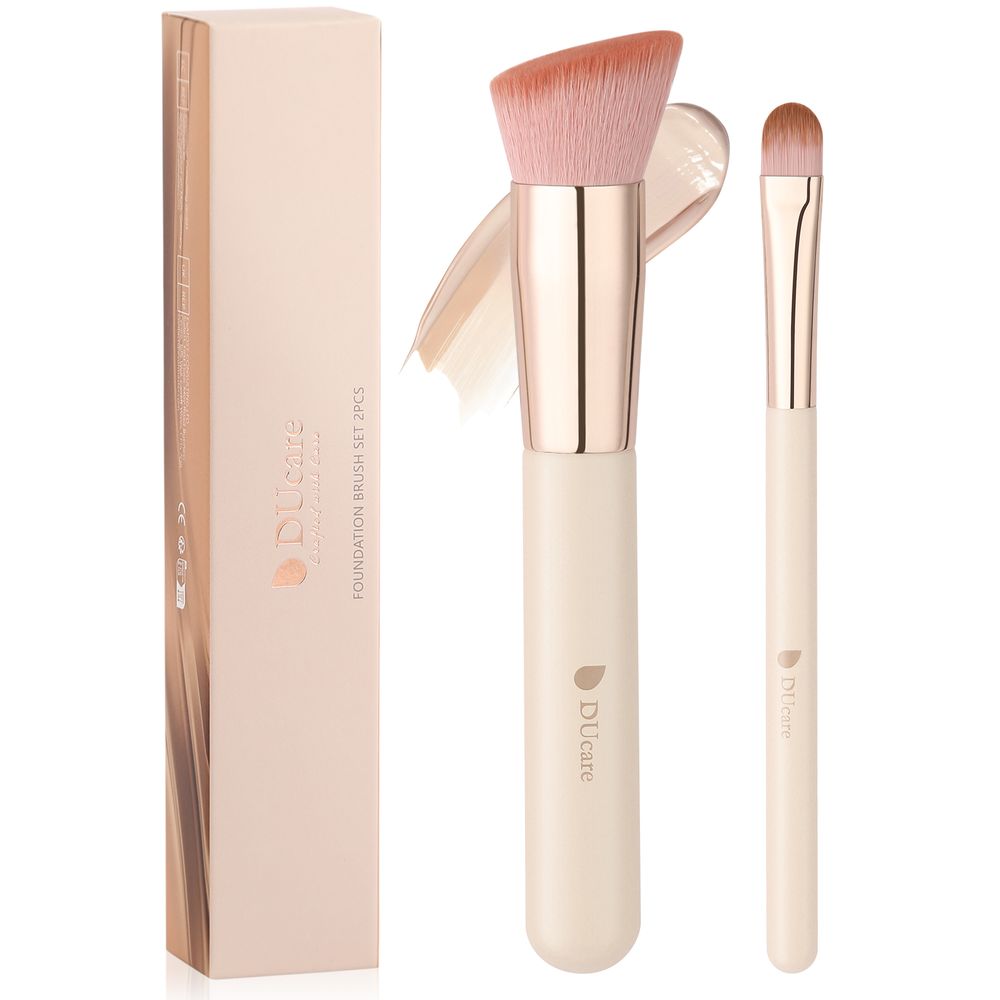 Pink Smooth Makeup 2-Piece Face Brush Set