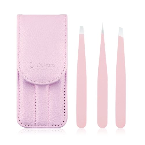 Black & Pink 3PCs Eyebrow Tweezer Set