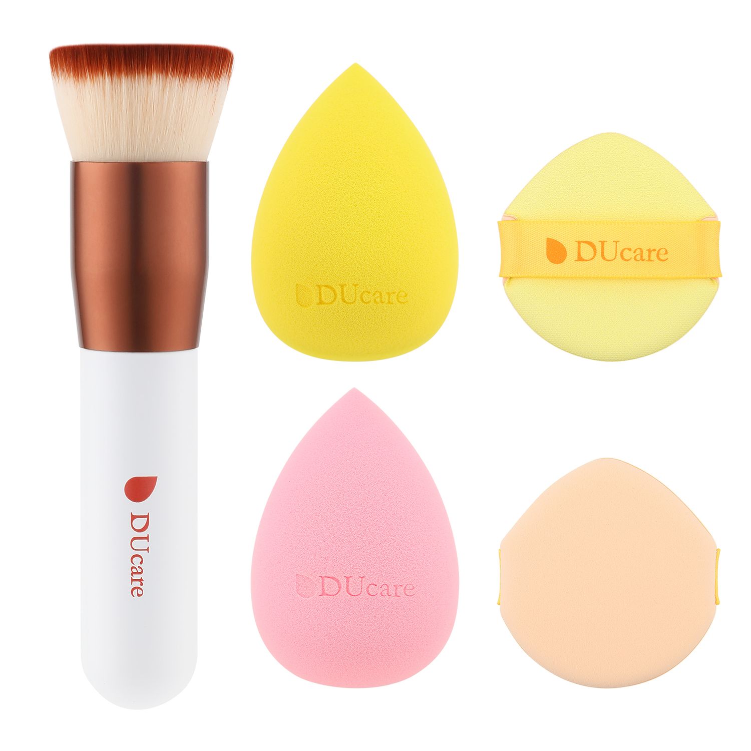Foundation Brush+4 different shapes makeup blender sponge, create a clear and translucent base makeup