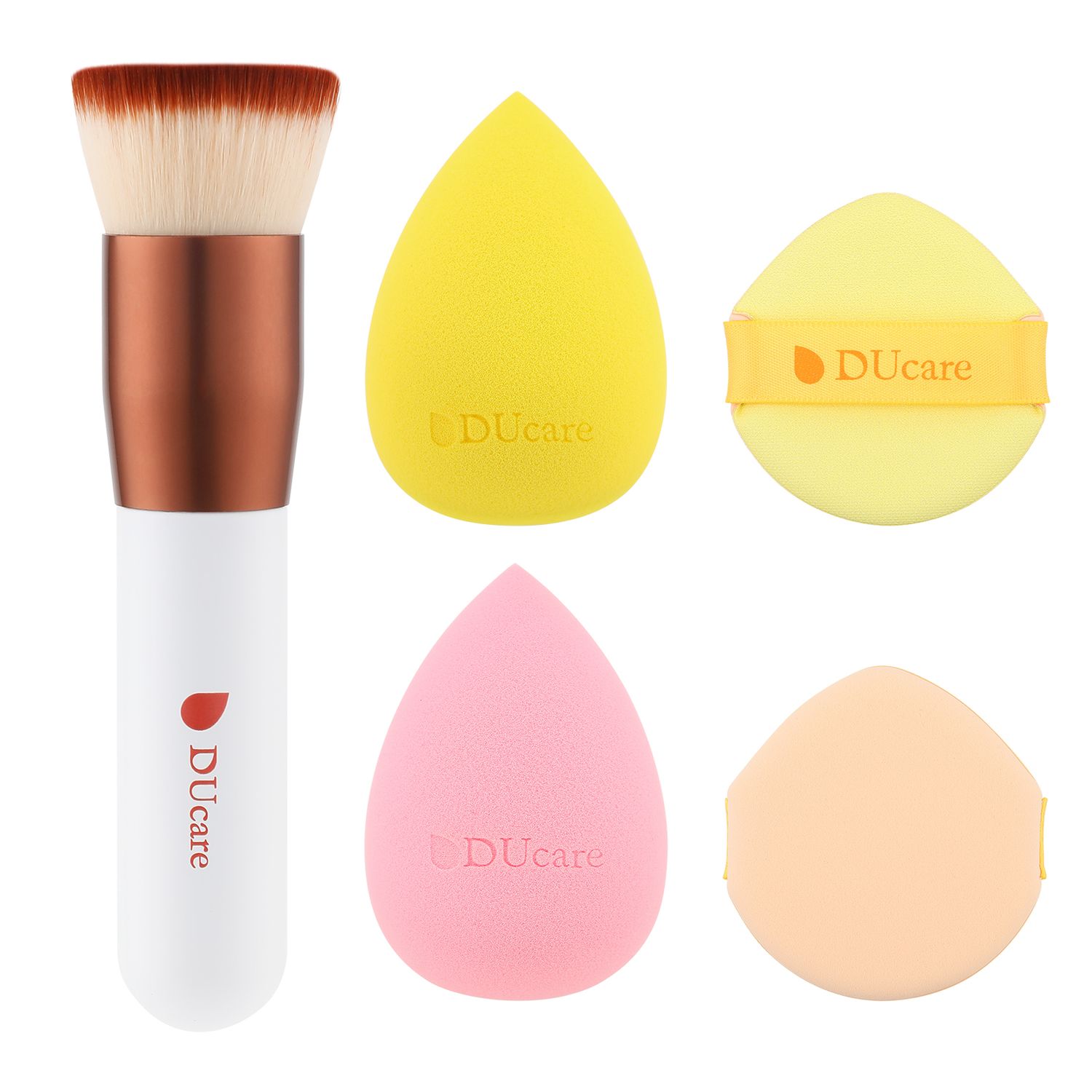 Foundation Brush+4 different shapes makeup blender sponge, create a clear and translucent base makeup