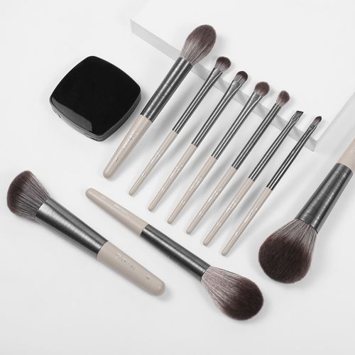 Ensemble de 10 pinceaux pour le visage et les yeux Silver Elegance