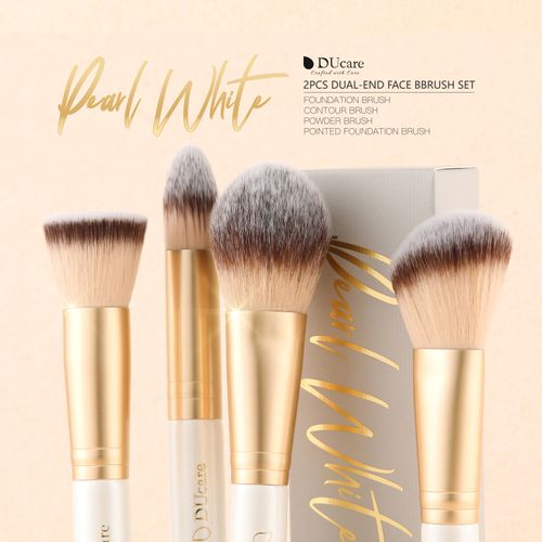 Pearl White 2Pcs Dual-end Face Brush Set