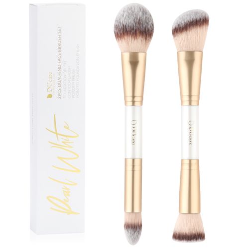 Pearl White 2Pcs Dual-end Face Brush Set