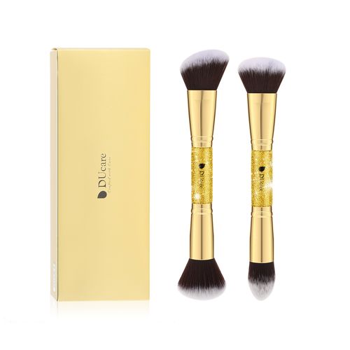 Conjunto de escova facial de extremidade dupla de 2 peças luxuosas Afterglow Gold