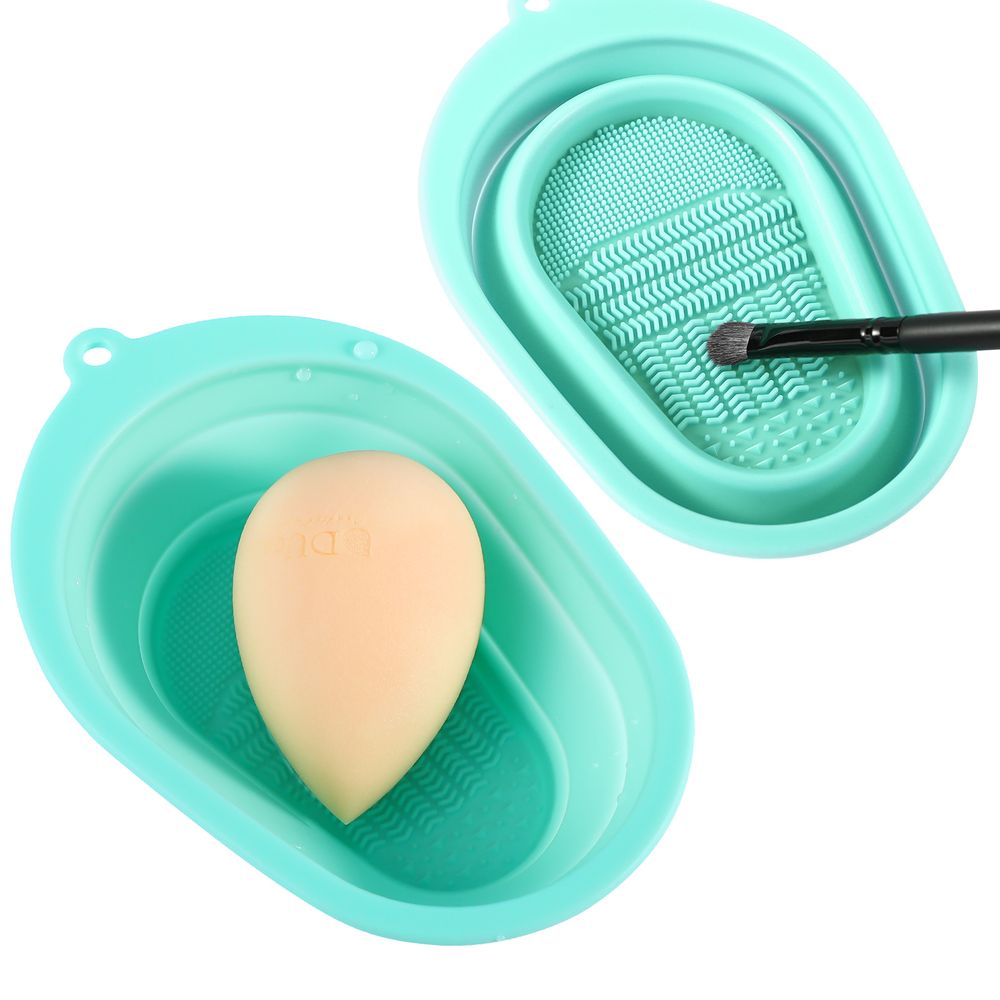 Tapete plegable de silicona para limpieza de brochas de maquillaje