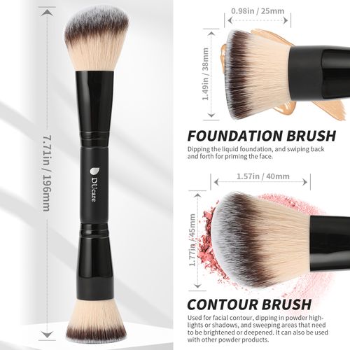 Matte Black Night Elegance Dual-End Contour Brush & Foundation Brush