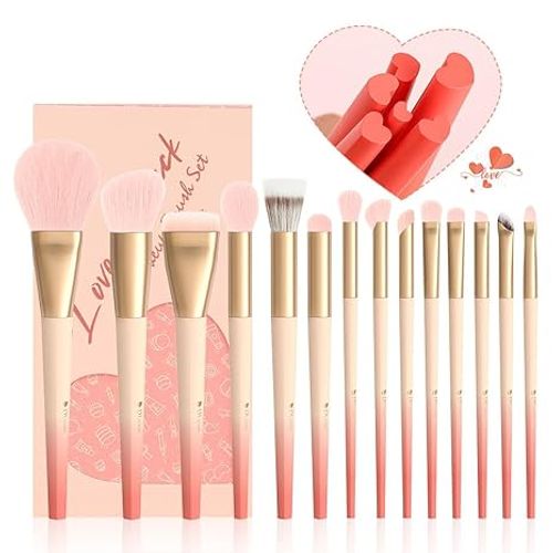 Love Struck Conjunto de 14 pincéis para rosto e olhos com presilha de cabelo