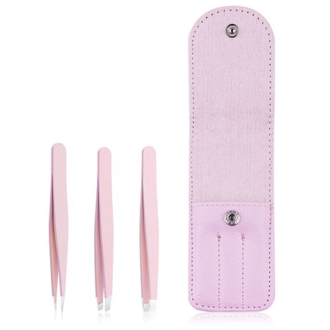 Black & Pink 3PCs Eyebrow Tweezer Set