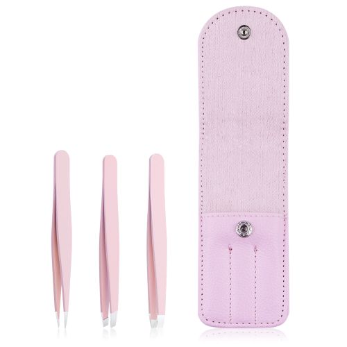 Black & Pink 3PCs Eyebrow Tweezer Set