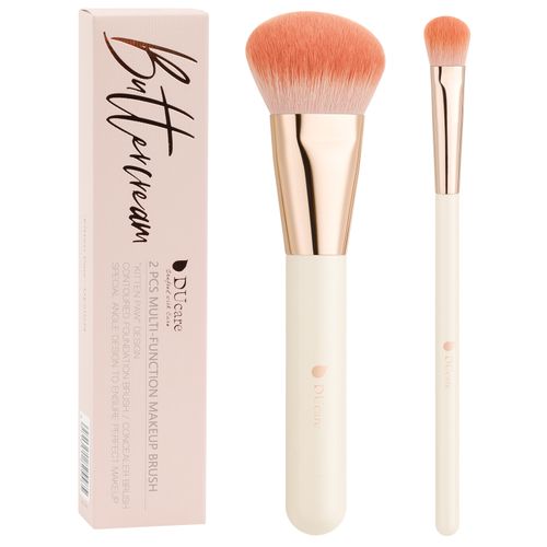 Rosa/Schwarzes, glattes Make-up-Gesichtspinsel-Set, 2-teilig