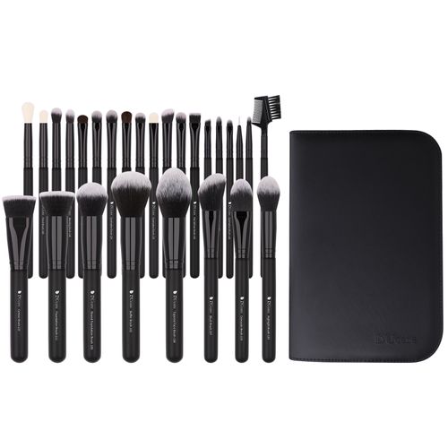 Best Buys Combine-Black Essentials Juego de 27 brochas para rostro y ojos + bolsa