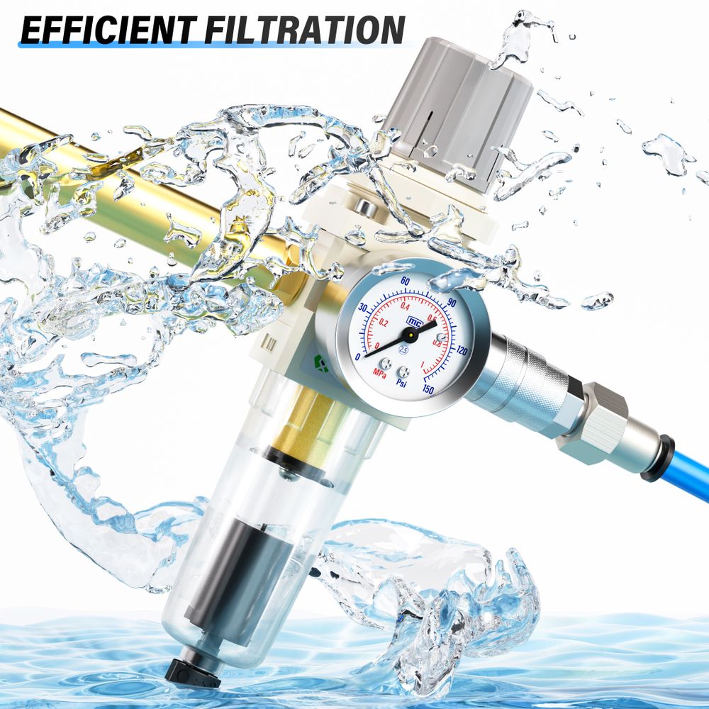 Régulateur De Pression Filtre à Air TAILONZ PNEUMATIC 1/4" BSP - Purge Auto Avec Manomètre Pour Compresseur