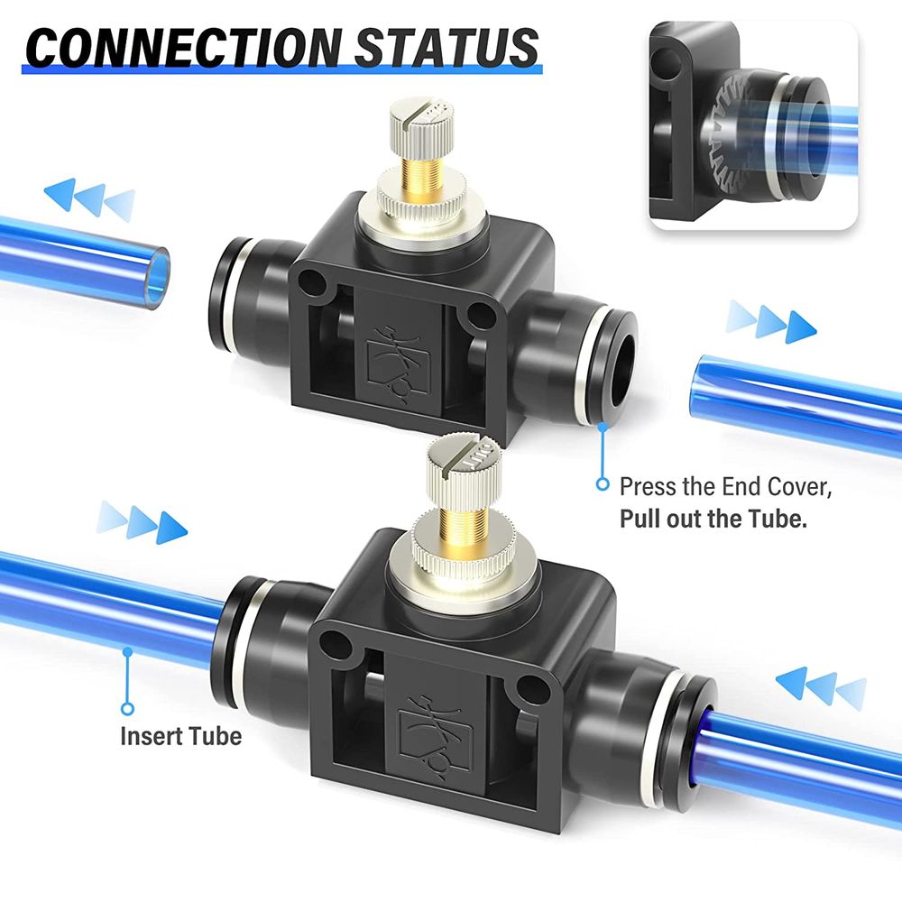 TAILONZ PNEUMATIC Black SCF Air Flow Control Valve with Push