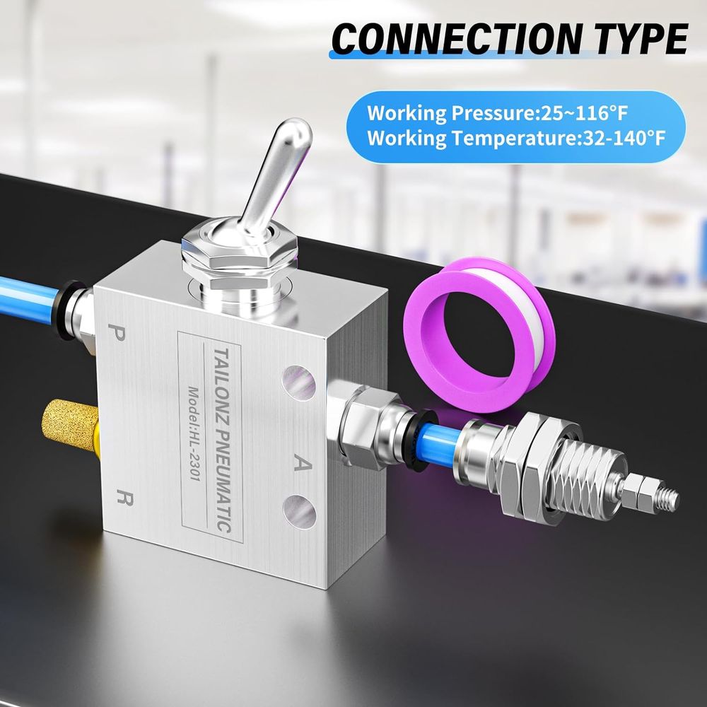 TAILONZ PNEUMATIC 1/8 Inch NPT 2 Position 3 Way Normally Air