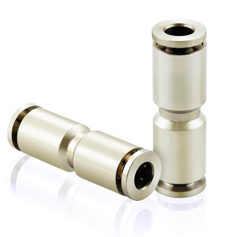 TAILONZ PNEUMATIC Copper Nickel Plating 8mm Od Push To Connect Air Fittings Tee Straight Union Connect Tpe 8 Pack Of 5