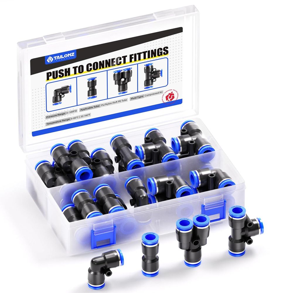 Lot De 5 Raccords Coudés Push-Lock 8mm OD Cuivre Nickelé - Fittings Pneumatiques Push To Connect - Haute Pression 2 MPa, 0-60°C