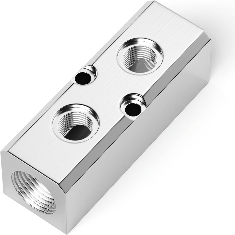 TAILONZ PNEUMATIC Silver 2 Way Pneumatic Shunt Aluminum Block
