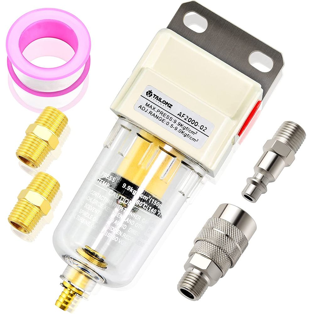 Filtre Régulateur Pression Air Comprimé TAILONZ 1/4" BSP - Manomètre Et Filtre 5 Microns