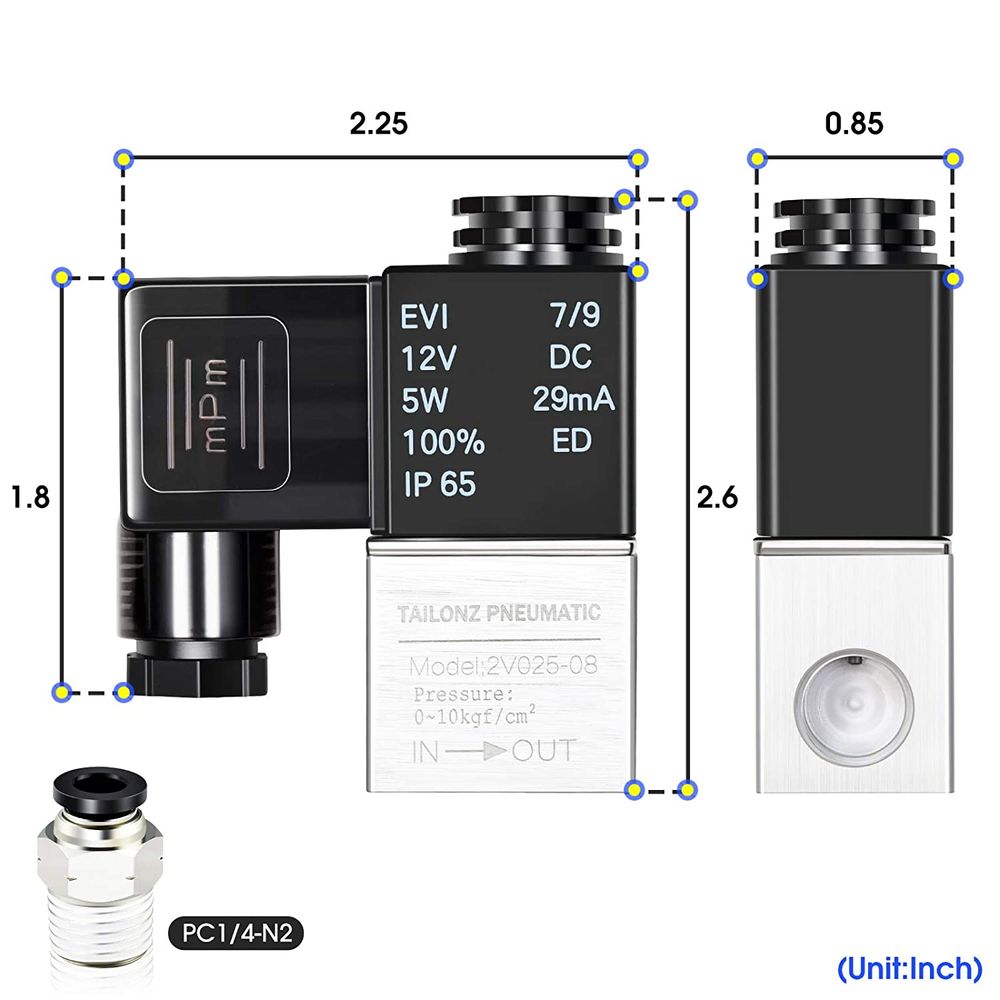 TAILONZ PNEUMATIC 1/4 inch NPT 12V 24V 110V 220V Way Normally