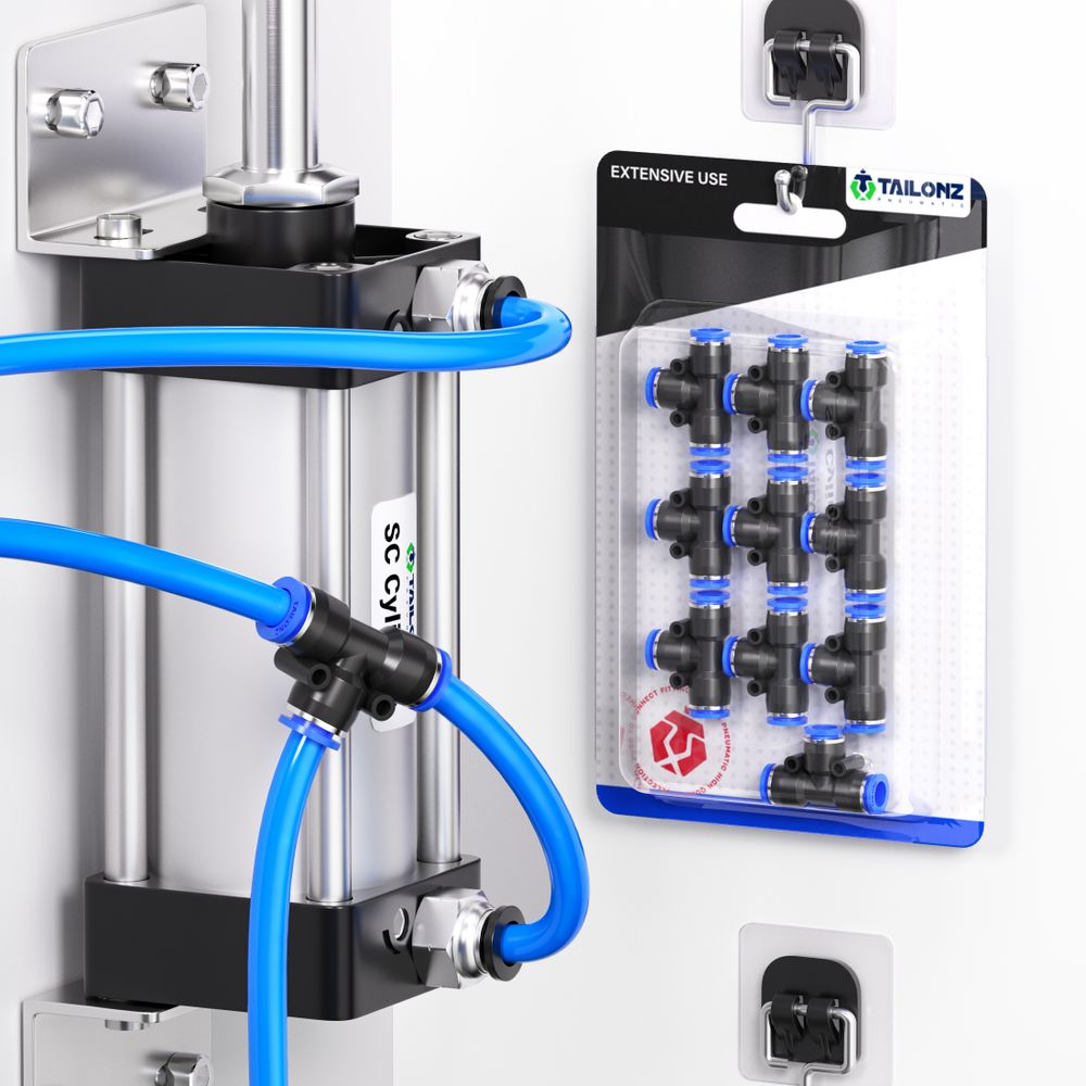 TAILONZ PNEUMATIC Noir Droit Push To Connect Raccords De Tube Push Lock