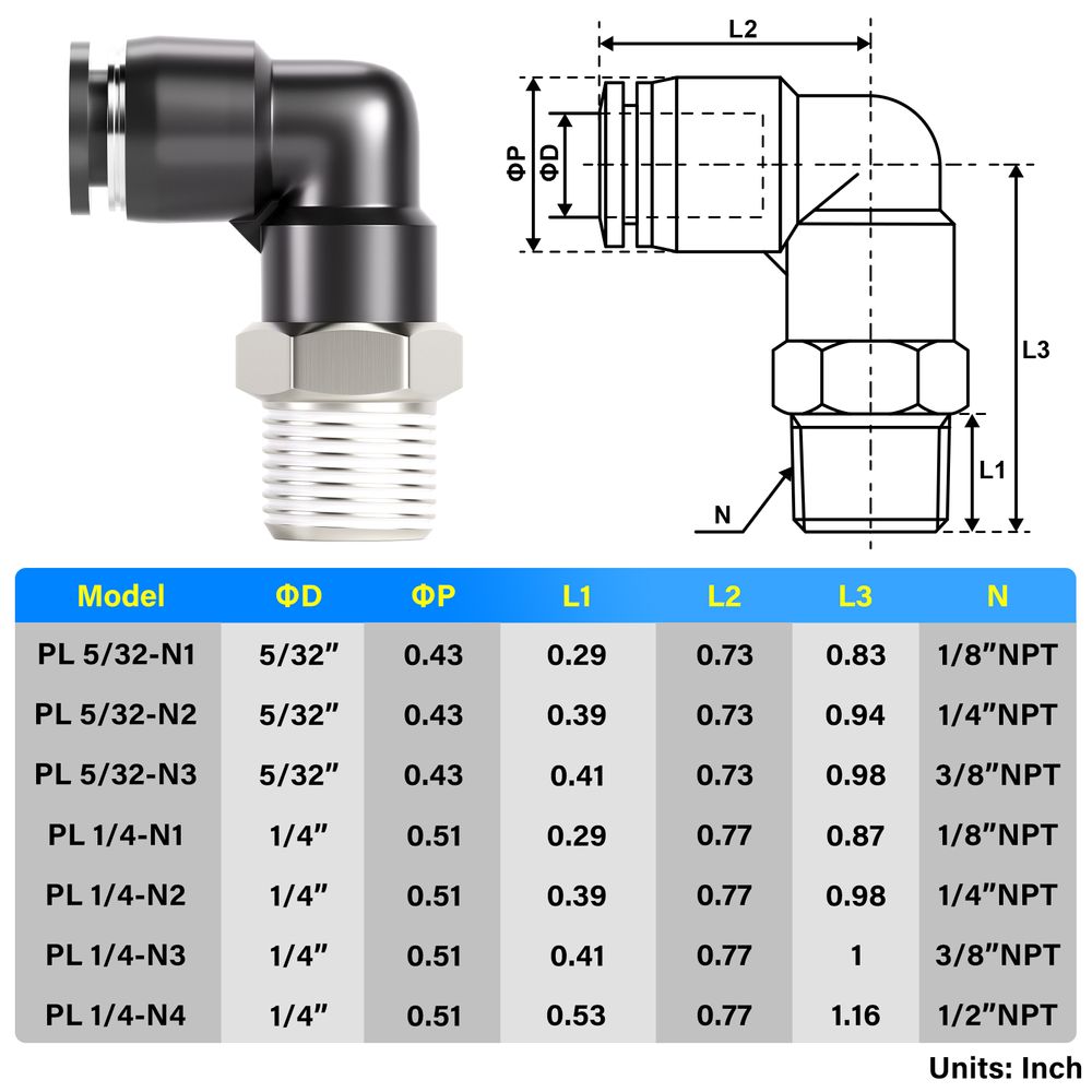 10-Pack Of 1/4" Brass Compression X 1/4" Male NPT 90 Degree Elbow Fittings (Poly-Tite)