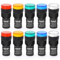 Gasher 12V/24V/110V 20mA LED Indicator Lights - 22mm Mounting Hole, Red Green Yellow, 6 Pack