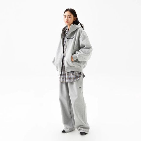 FMACM 24AW Throne Hand Printed Hooded Sweatshirt Gray Loose Silhouette Thick Jacket
