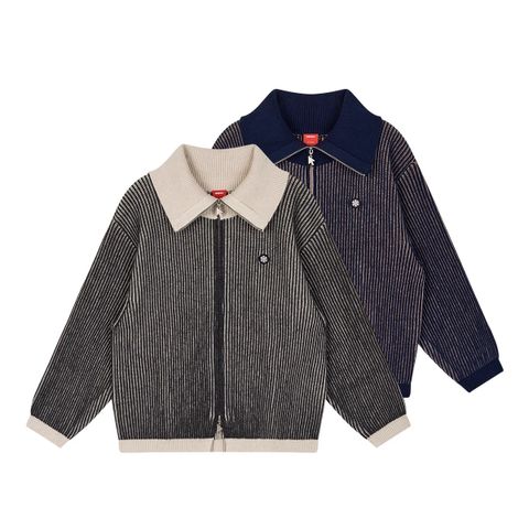 FMACM gradient two-tone blend large lapel sweater zipper jacket