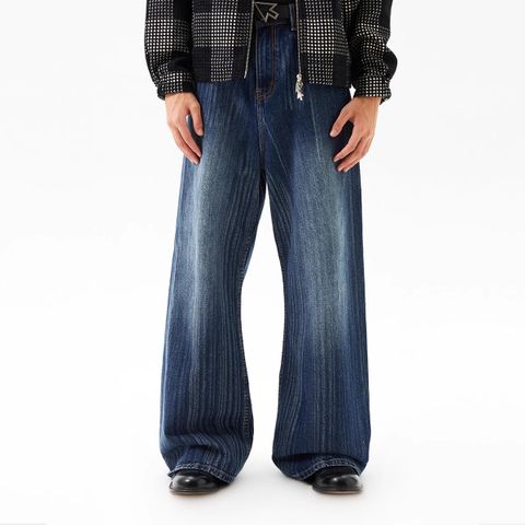 FMACM Bored and Mad 24AW Washed Scratch Textured Micro Silhouette Jeans