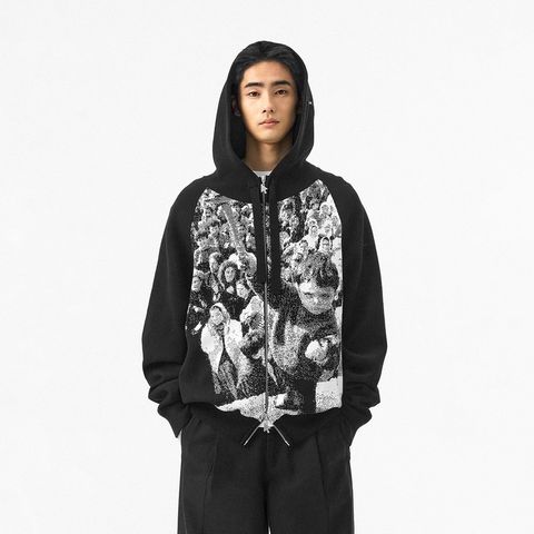 FMACM Black and White Vintage Knit Hoodie