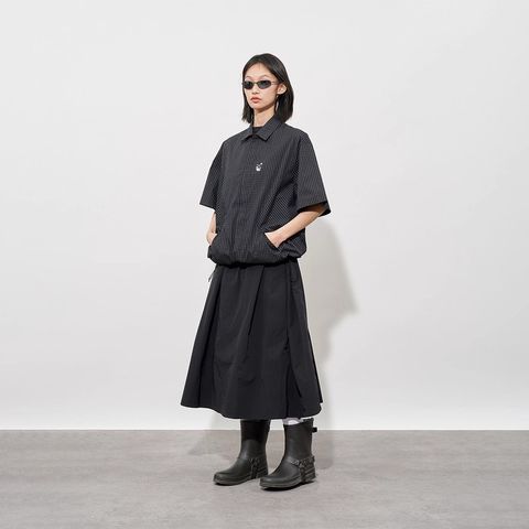 FMACM Structured Seamless Pocket Checkered Short-Sleeve Shirt