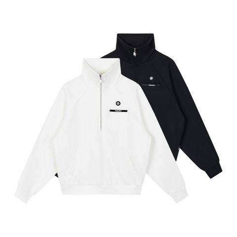 FMACM 24AW Half-zip stand-up collar loose silhouette simple versatile padded sweater